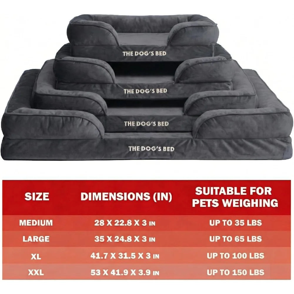 Egg Crate Foam Dog Bed With Waterproof Liner And Washable Bolster CertiPUR