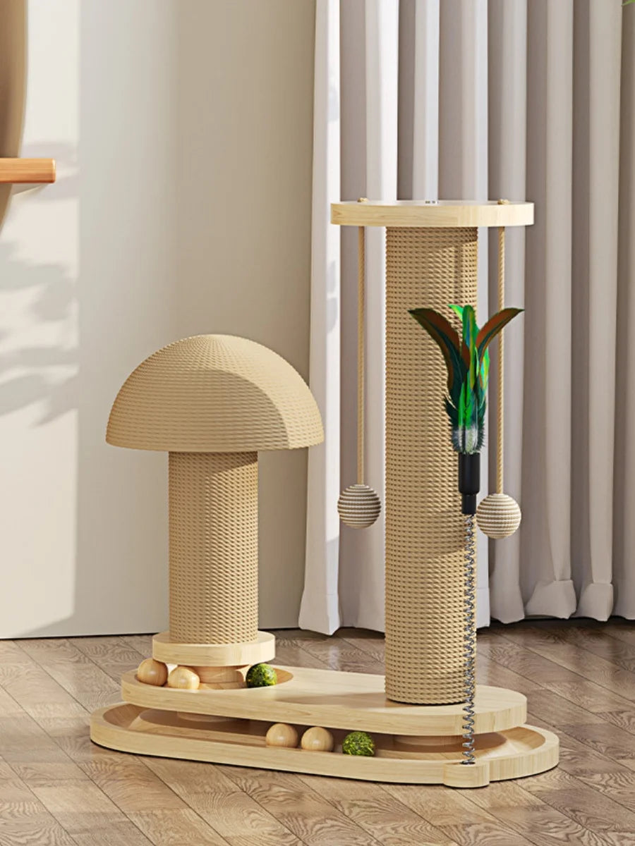Czbnxyx Three-Tier Interactive Cat Scratching Post Tower With Jute Ball Track