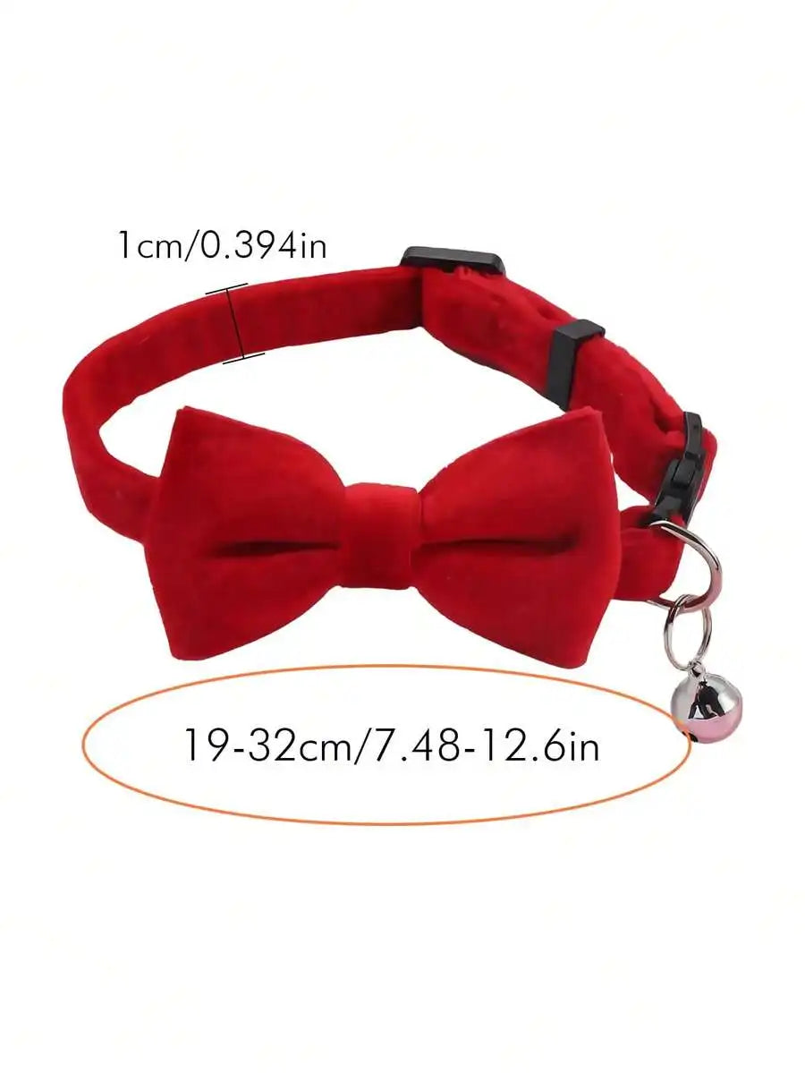 Adjustable Pet Collar With Bell Bow Tie For Cats Dogs