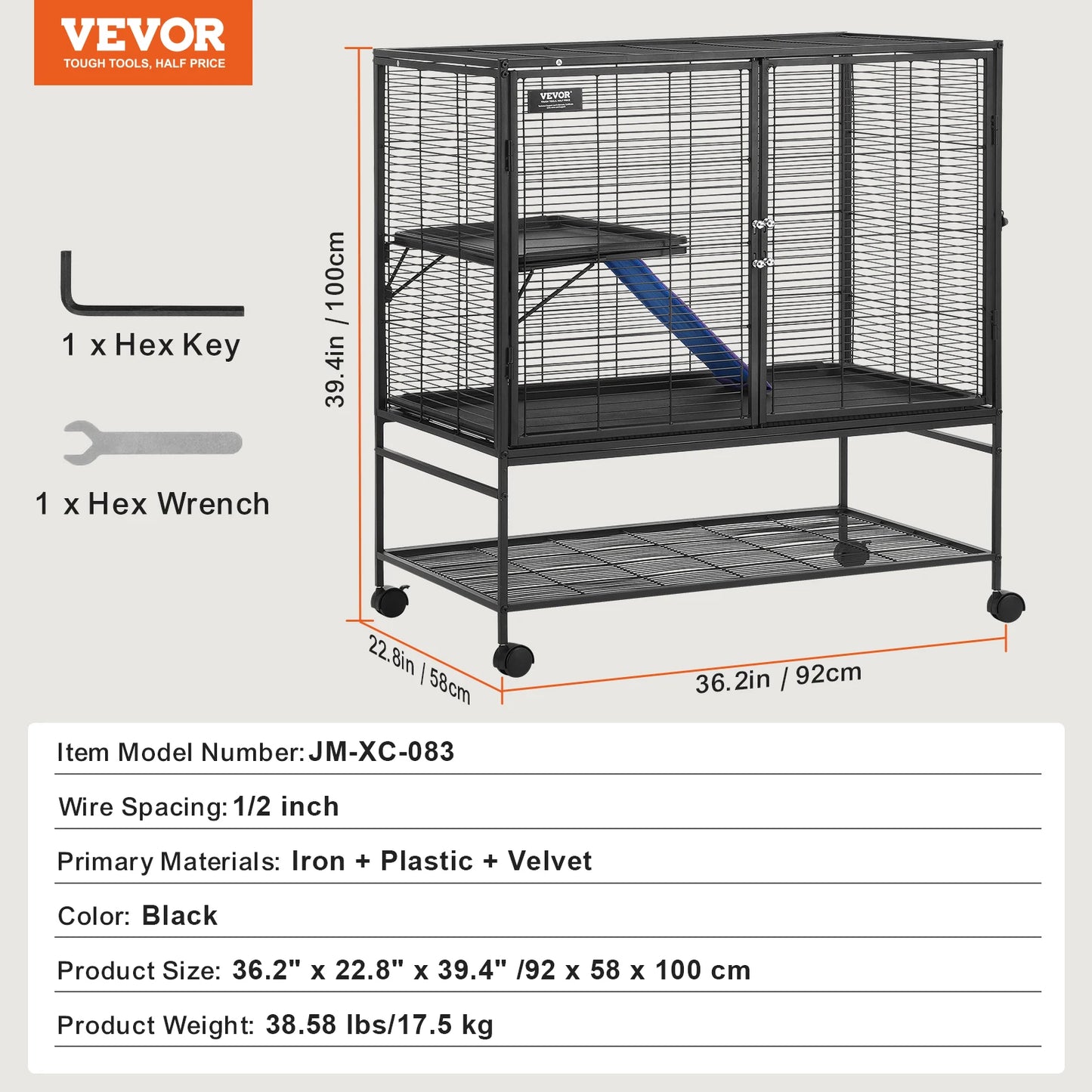 SucceBuy Large 4 Tier Rolling Metal Ferret Cage For Small Animals