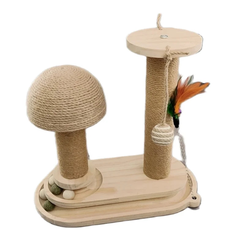 Czbnxyx Three-Tier Interactive Cat Scratching Post Tower With Jute Ball Track