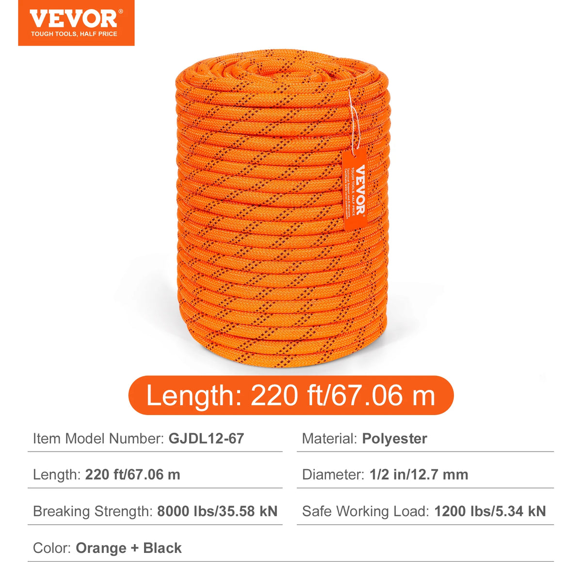 SucceBuy 48 Strand Polyester Utility Rope for Camping and Rescue