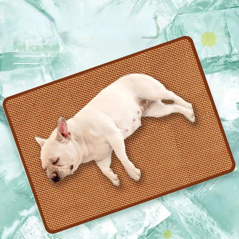 Dog Cooling Mat For Pets Bamboo Bed Ice Pad Comfort