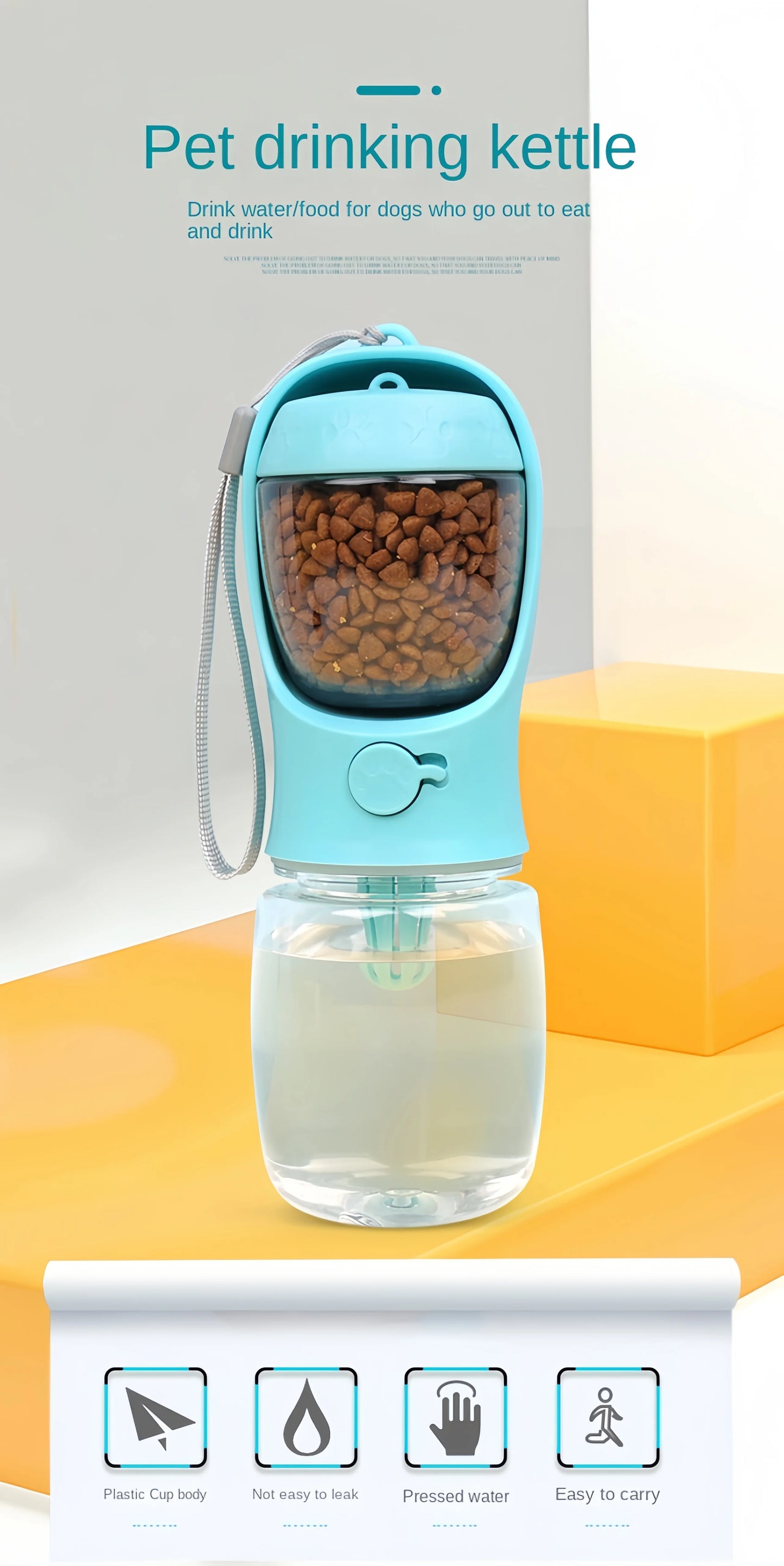 Portable Pet Water Bottle With Storage For Dogs And Cats