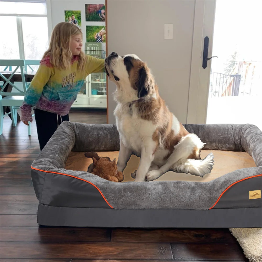 BORWARTCN Jumbo Orthopedic Memory Foam Dog Bed Sofa Couch