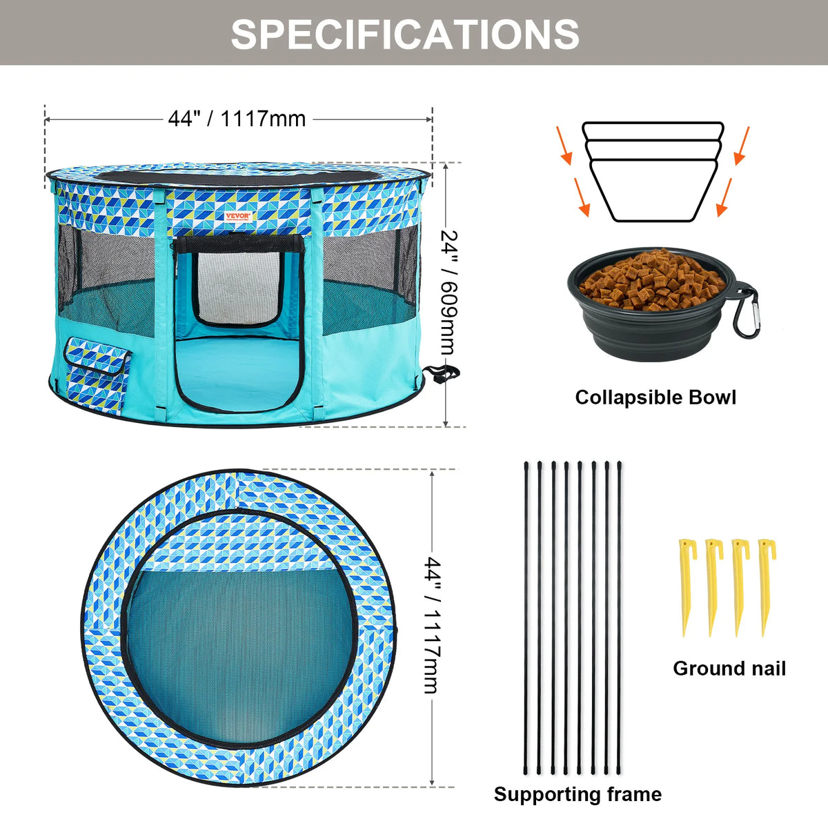 VEVOR Portable Foldable Pet Playpen Tent for Dogs and Cats