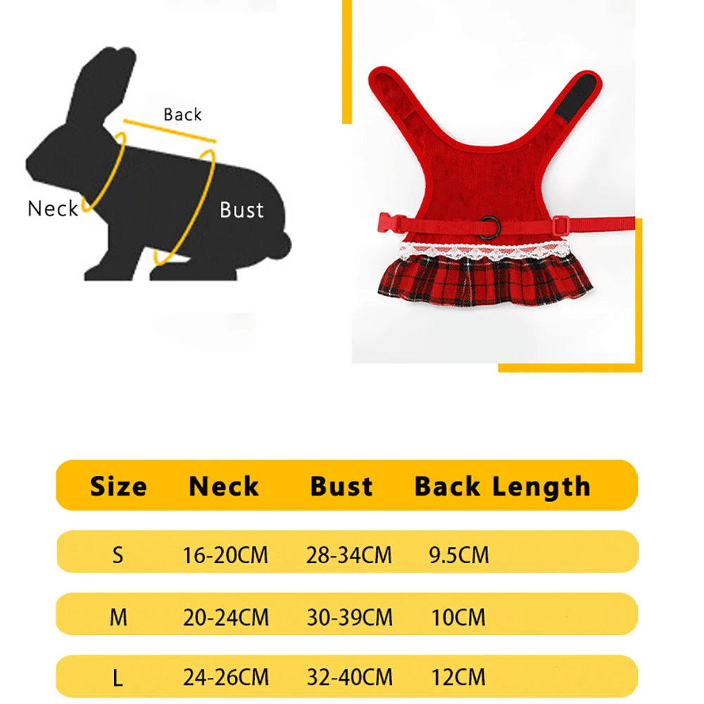Cute Rabbit Chest Harness With Leash Pet Vest For Pets