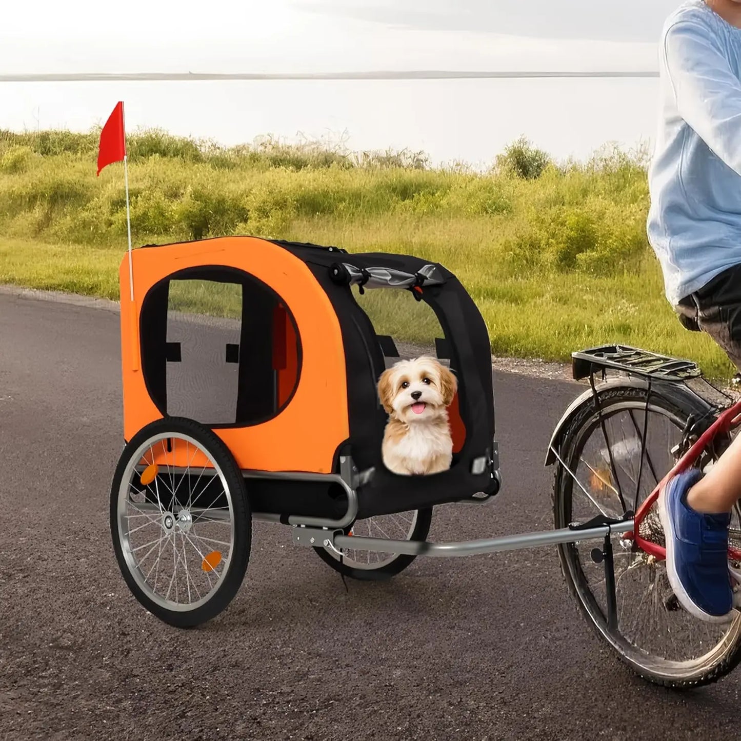 TWISTER.CK Foldable Dog Bike Trailer Oxford Fabric 88 Lbs Capacity