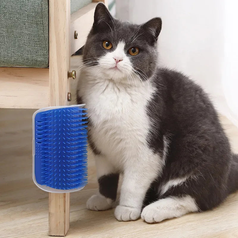 Cat Corner Scratcher Massage Comb With Catnip For Grooming and Deshedding