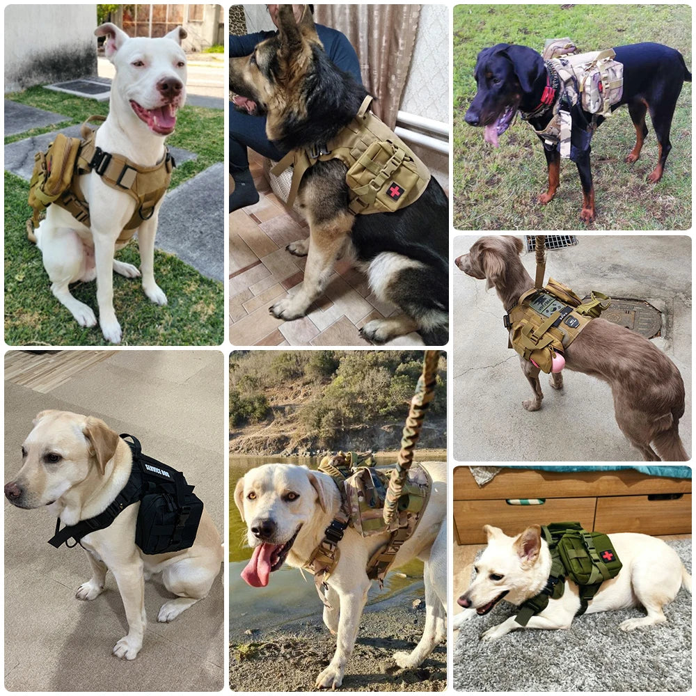 Tactical Dog Harness Leash Set For Large Dogs No Pull Vest Handle