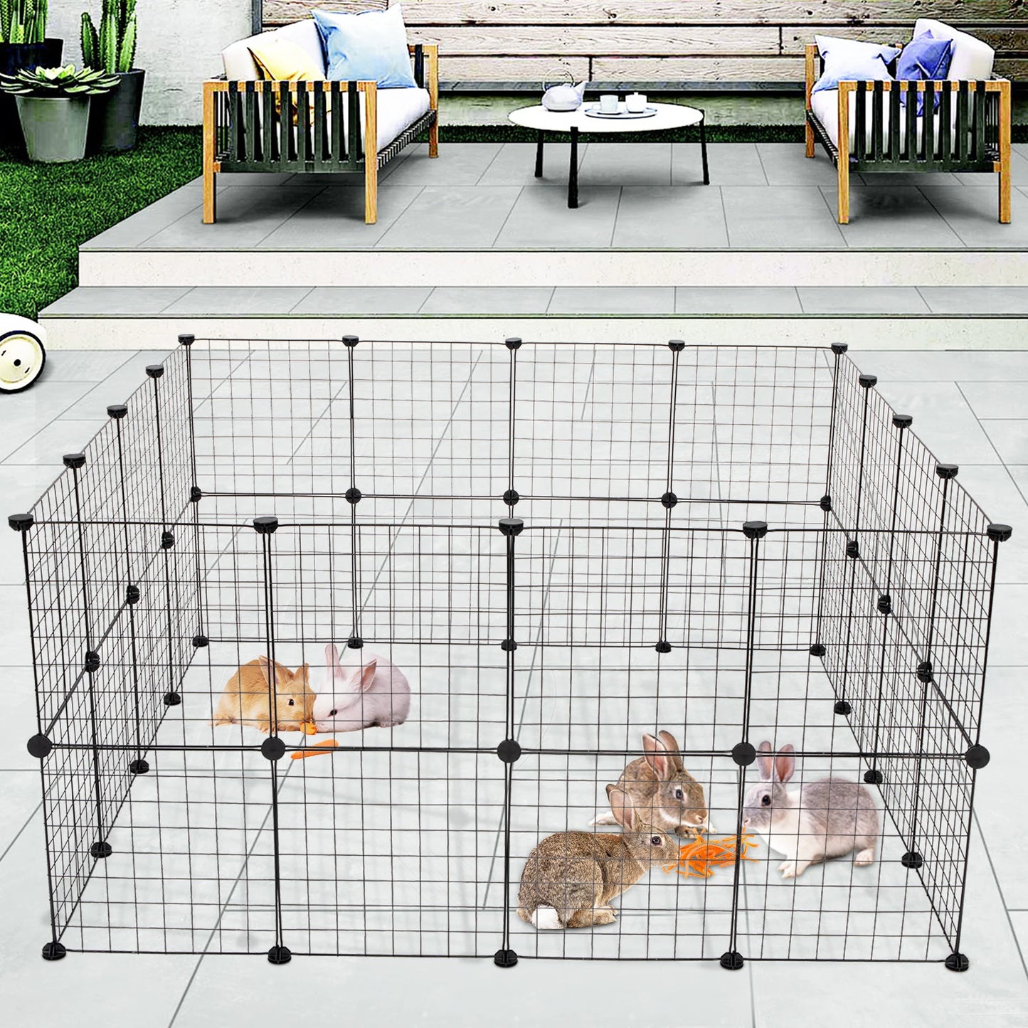 NONECN Portable Metal Wire Playpen for Guinea Pigs and Rabbits