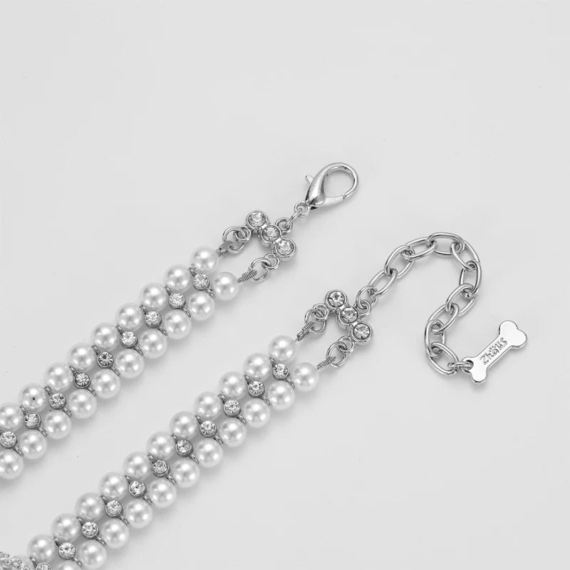 Luxury Pearl Rhinestone Cat Dog Necklace Collar