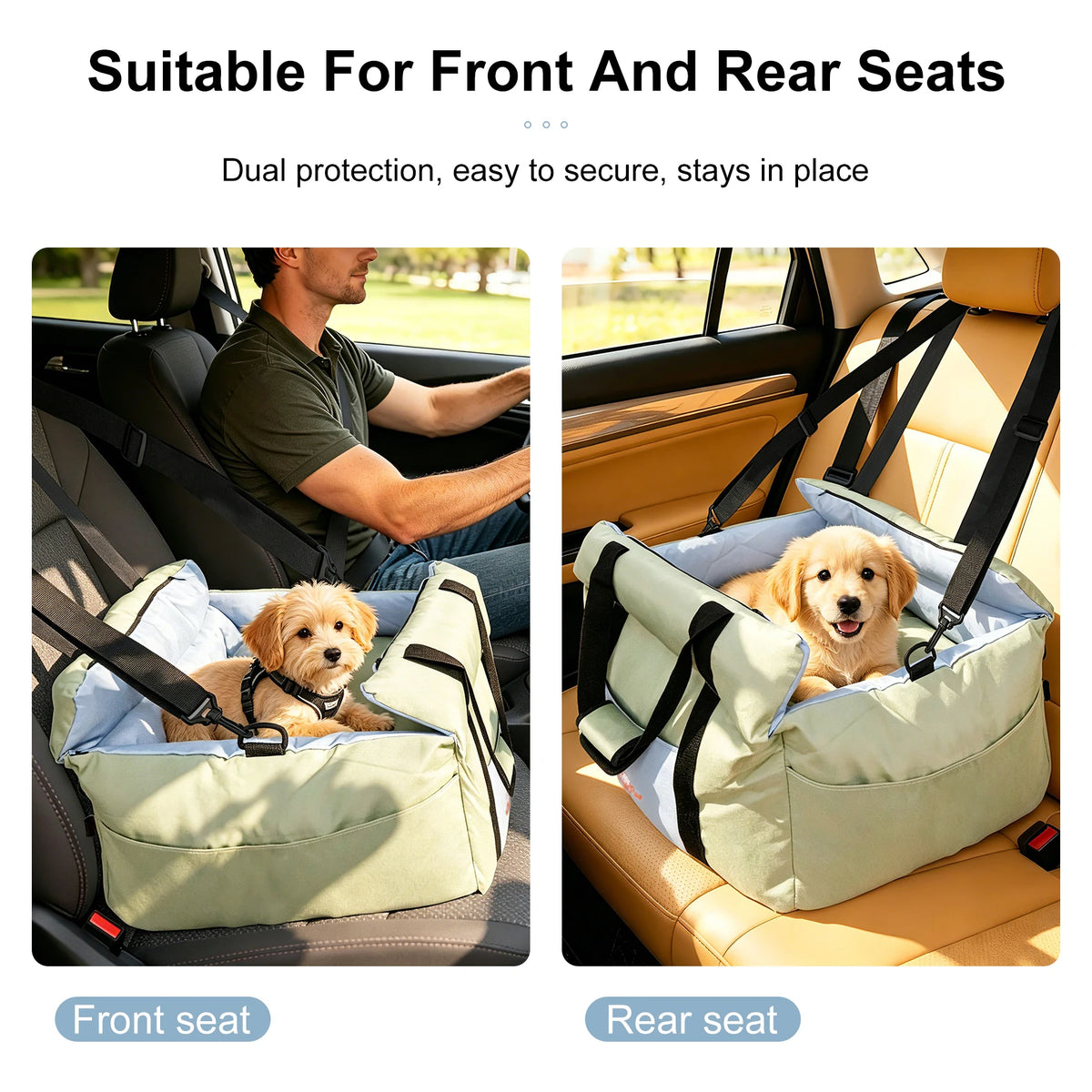 Borwart Portable Dog Booster Seat With Safety Belt And Cover