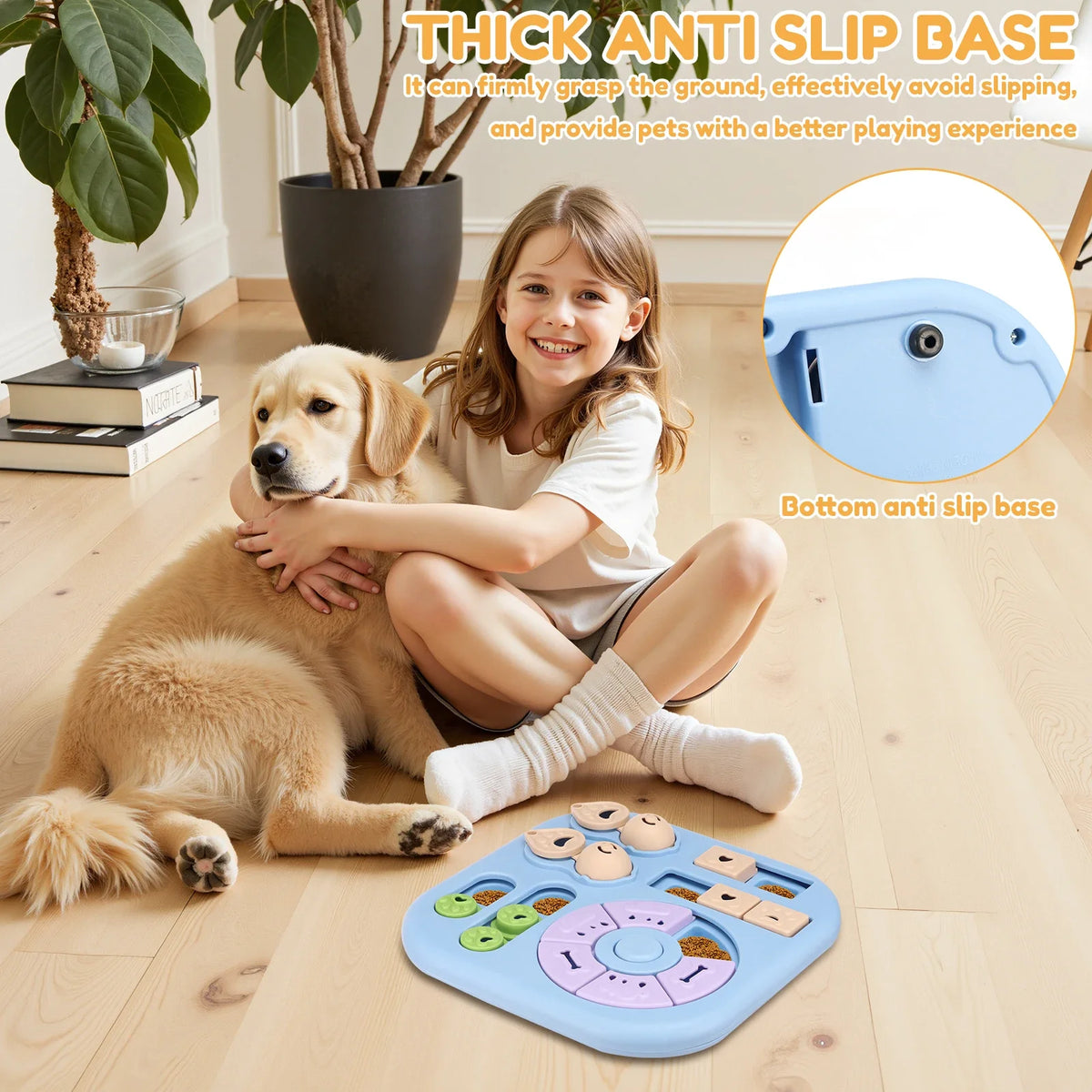 Rotating Dog Puzzle Toy With Treat Dispenser And Slow Feeder