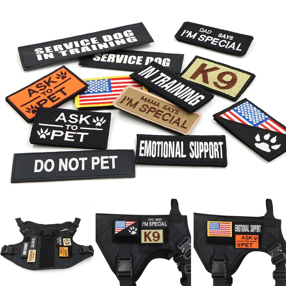 PETRAVEL Tactical Dog Harness Set with Collar Leash and Patches