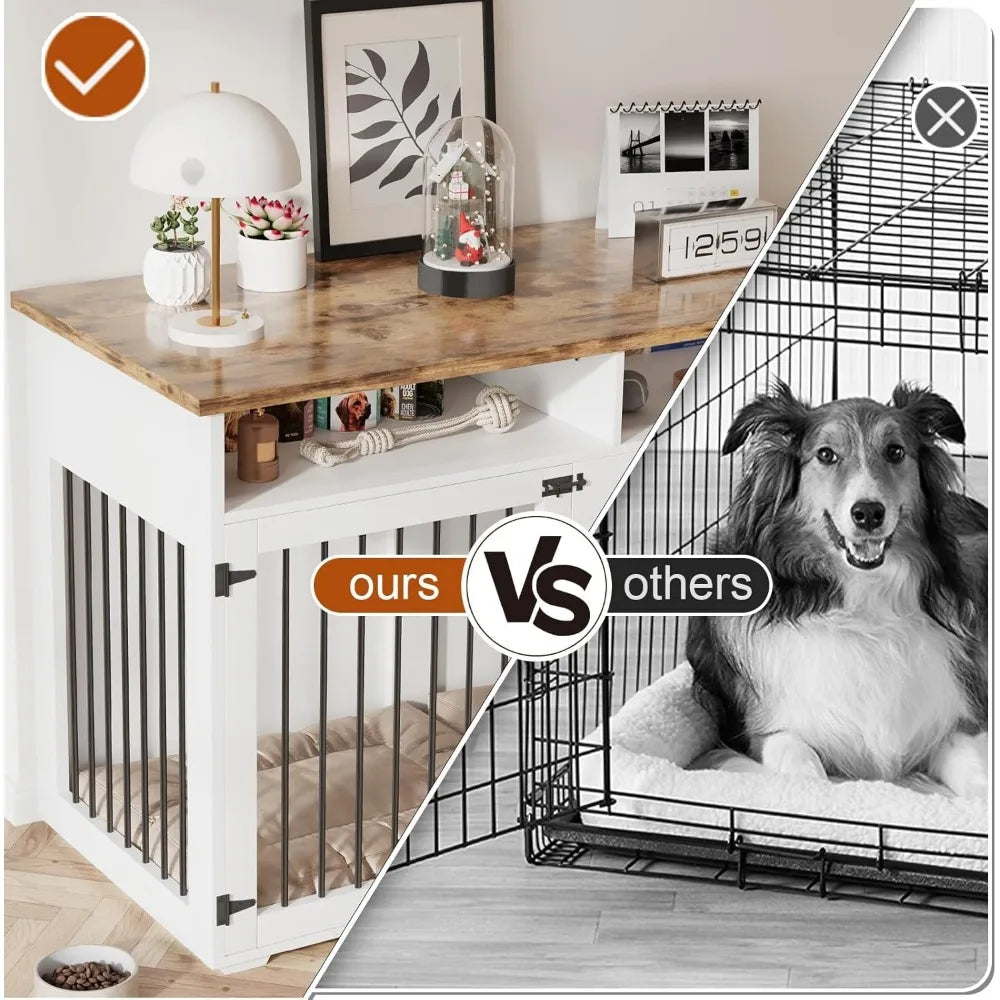 MKDK Multifunctional Dog Crate Furniture With Storage And Doors