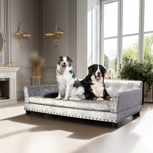 Bingopaw Dutch Velvet Pet Lounge Chair Bed With Wooden Legs