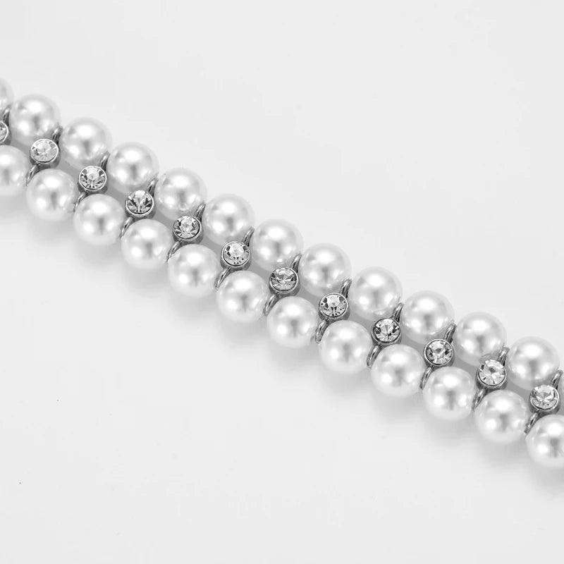 Luxury Pearl Rhinestone Cat Dog Necklace Collar