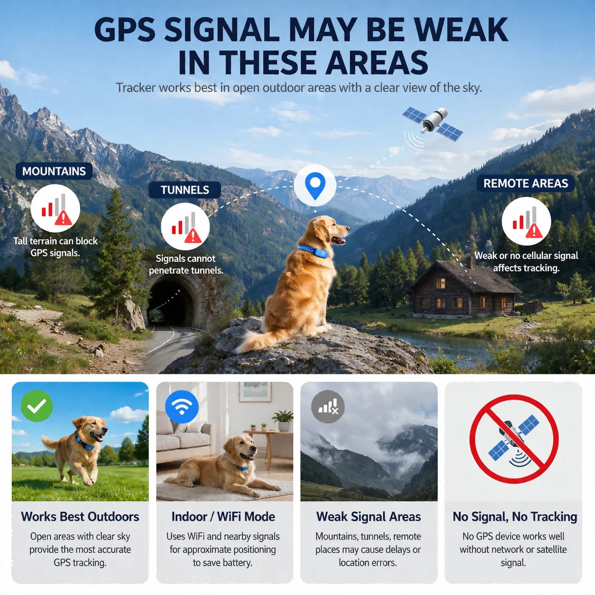 WANWAYTECH 4G GPS Pet Tracker for Dogs and Cats Tracking