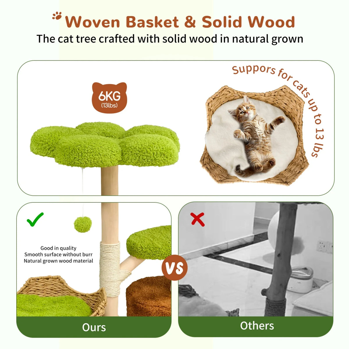 Bingopaw 136Cm Five Tier Cat Tree Activity Center With Wicker Basket