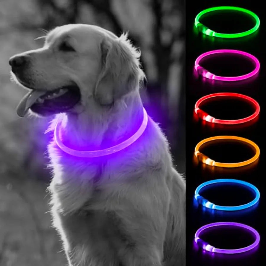 Light Up Dog Collar LED Glow TPU Rechargeable Pet Collar