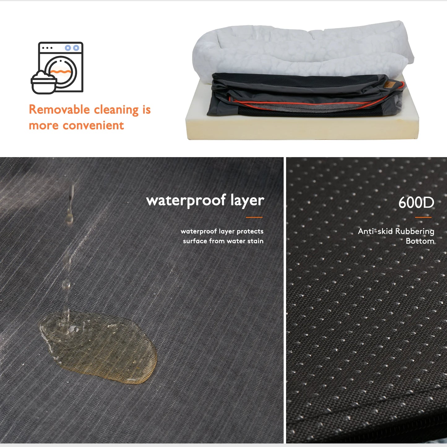 BINGOPAW Dog Bed Removable Washable Cover Anti Allergy Fleece Waterproof