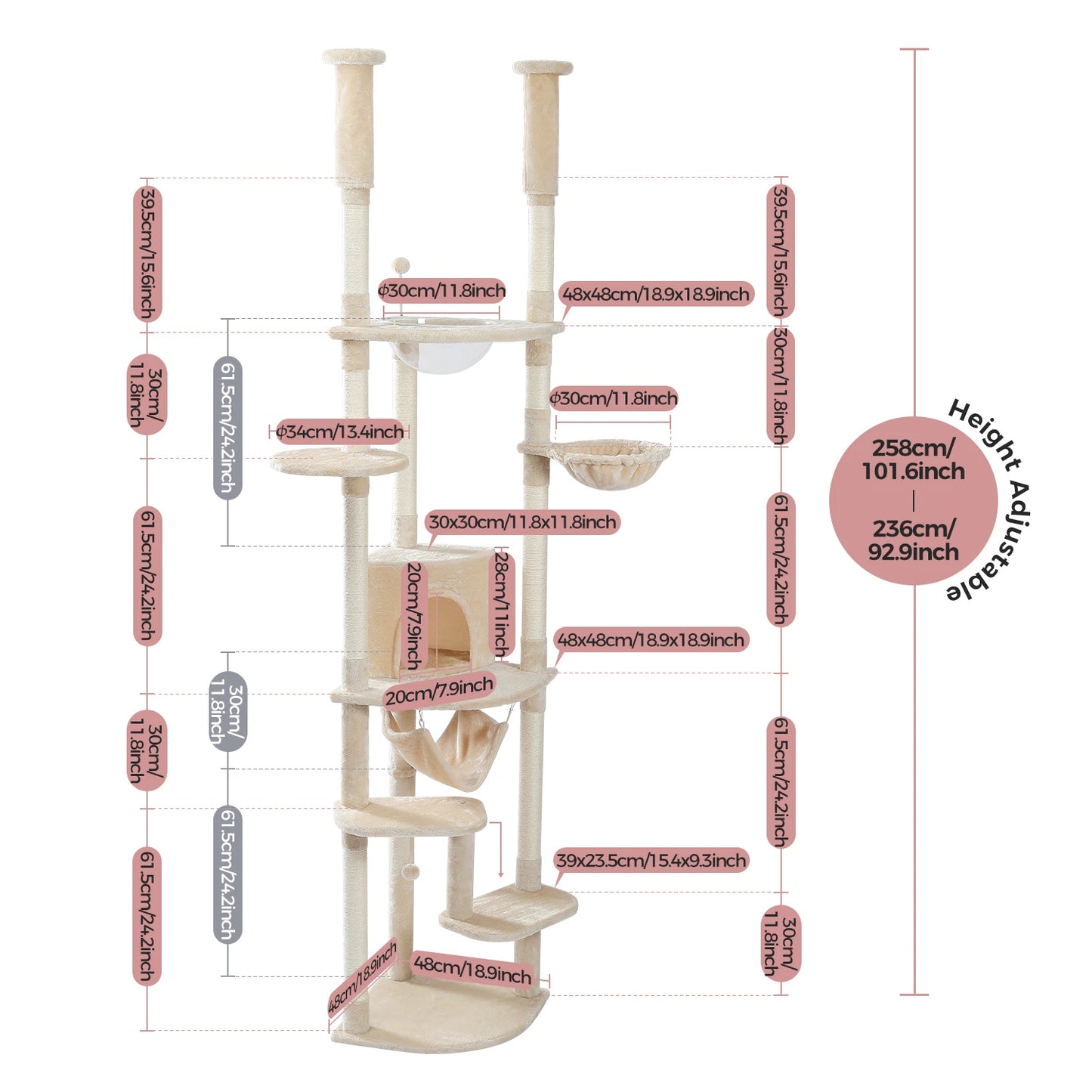 PAWZ Road Five Tier Cat Tree With Condo Scratching Posts