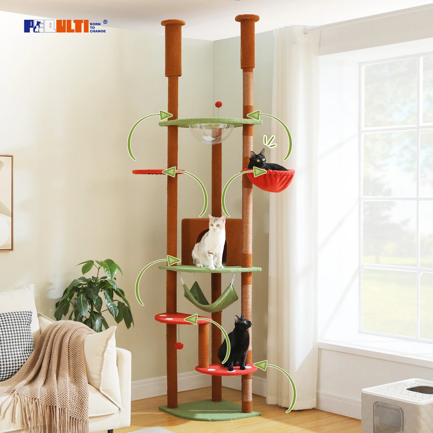 PAWZ Road Multi Level Tall Cat Tree for Indoor Cats