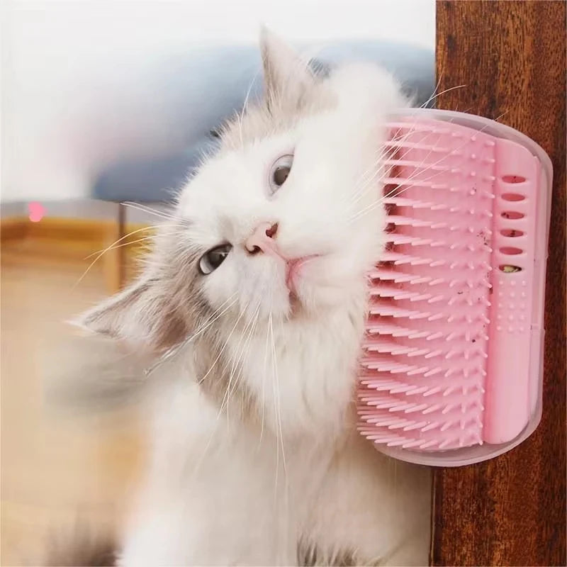 Cat Corner Scratcher Massage Comb With Catnip For Grooming and Deshedding