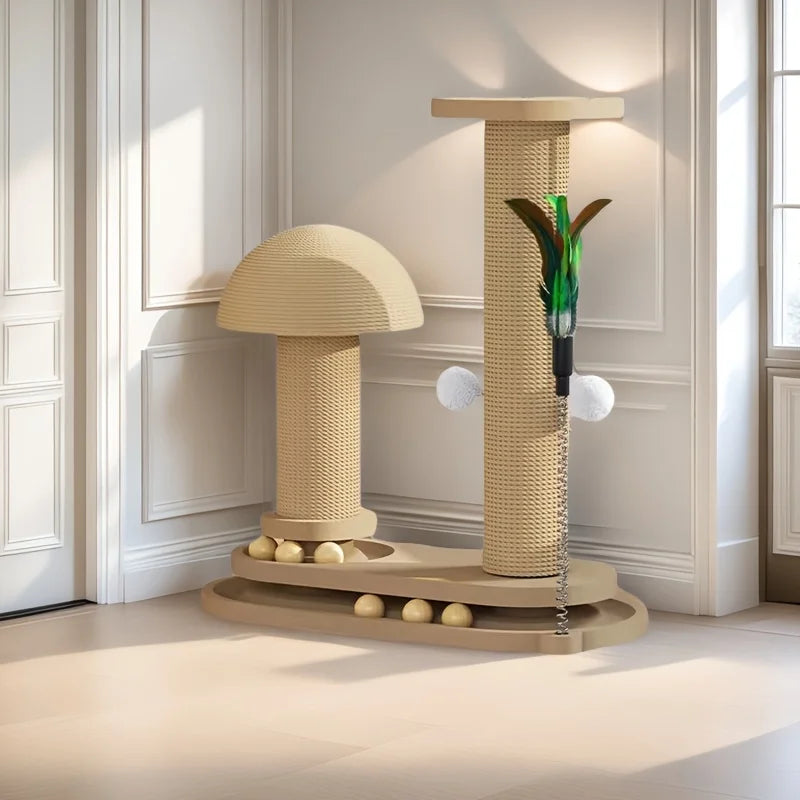 Czbnxyx Three-Tier Interactive Cat Scratching Post Tower With Jute Ball Track