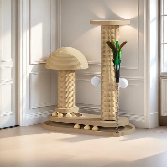 Czbnxyx Three-Tier Interactive Cat Scratching Post Tower With Jute Ball Track