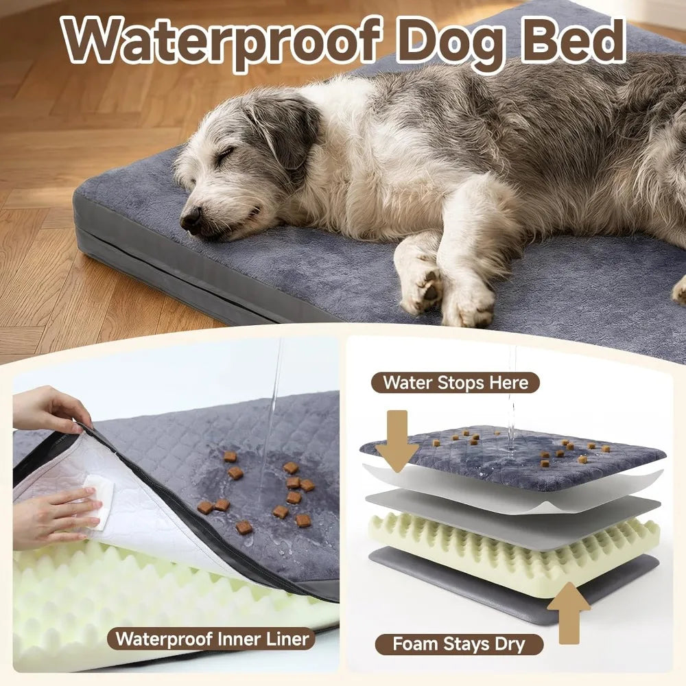 Waterproof Dog Bed For Crate Reversible Kennel Bed Anti Slip Washable