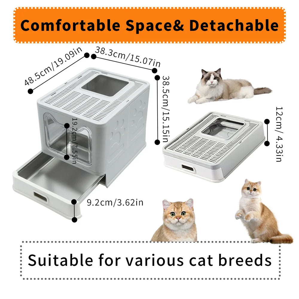 Enclosed Stainless Steel Cat Litter Box With Lid Top Entry High Sides