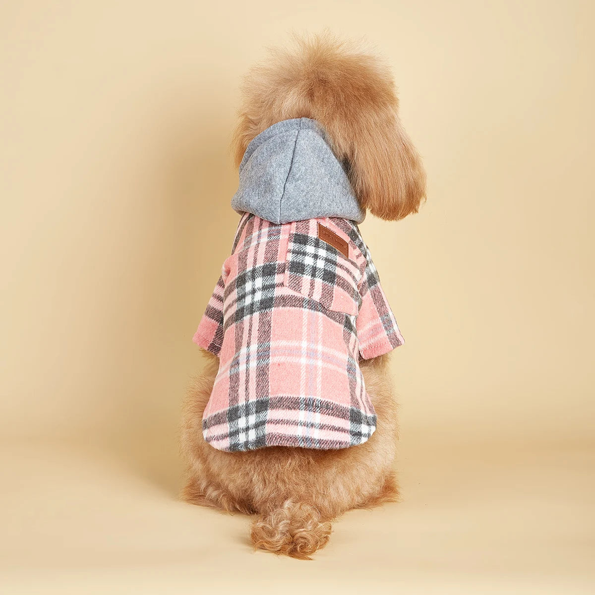 NONECN Dog Hoodie for Small Dogs with Pocket Plaid Sweatshirt