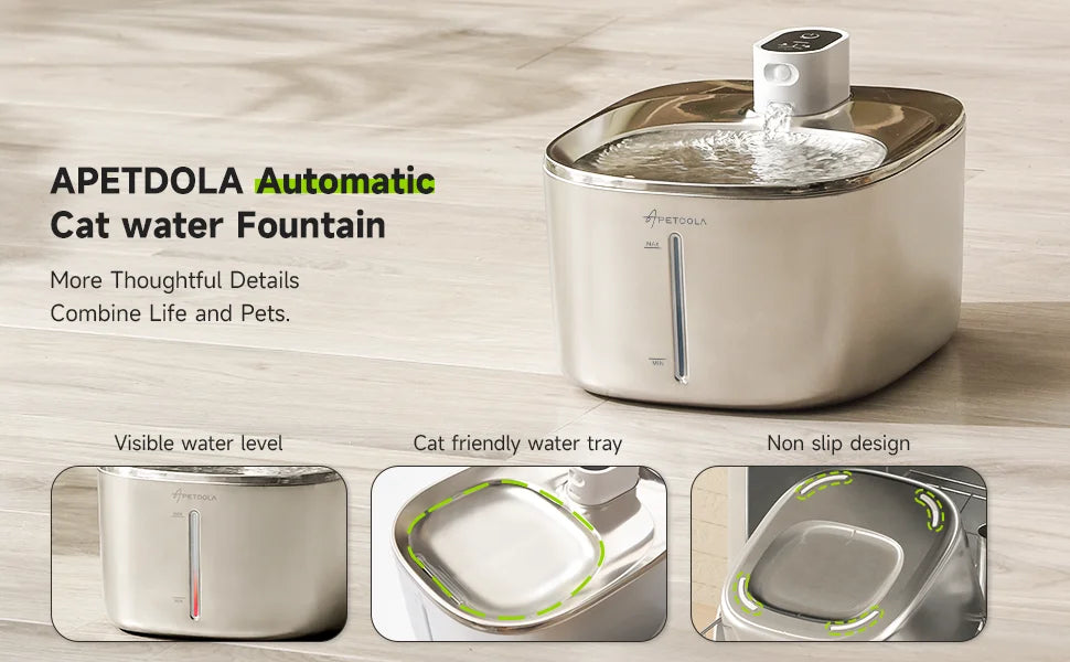 APETDOLA Wireless Cat And Dog Water Fountain With Auto Sensor