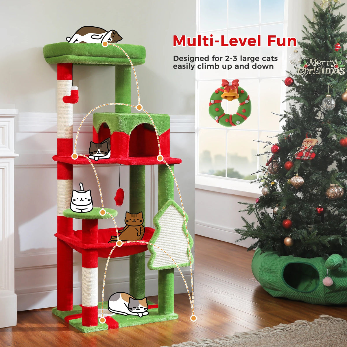 Pawz Road 5 Level Cat Tower For Large Cats Sisal Scratcher