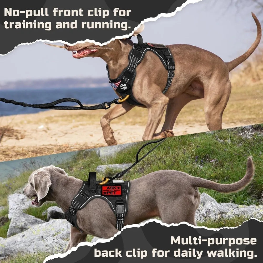 No Pull Tactical Dog Harness For Large Dogs With Handle And MOLLE