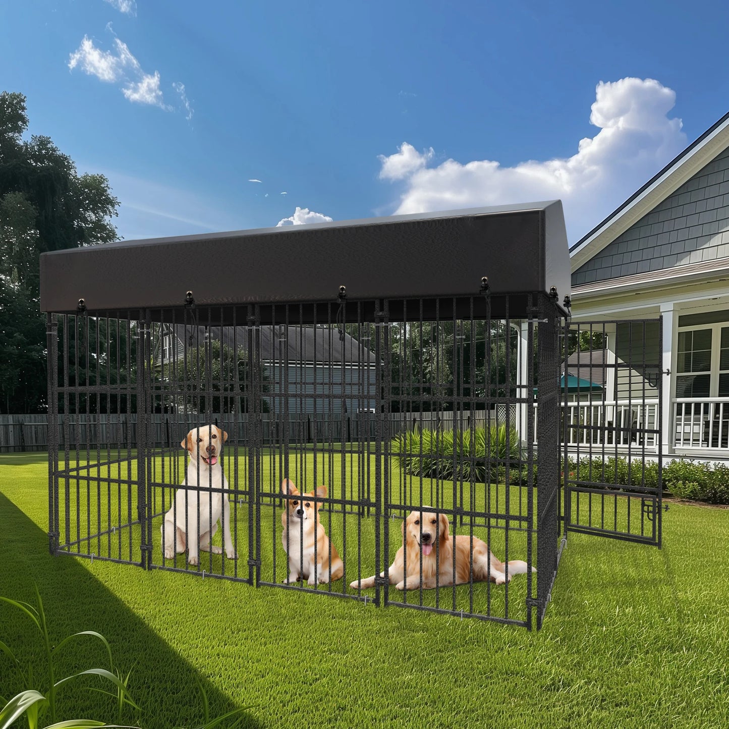 Outdoor Dog Kennel Enclosure With Roof Playpen For Pets