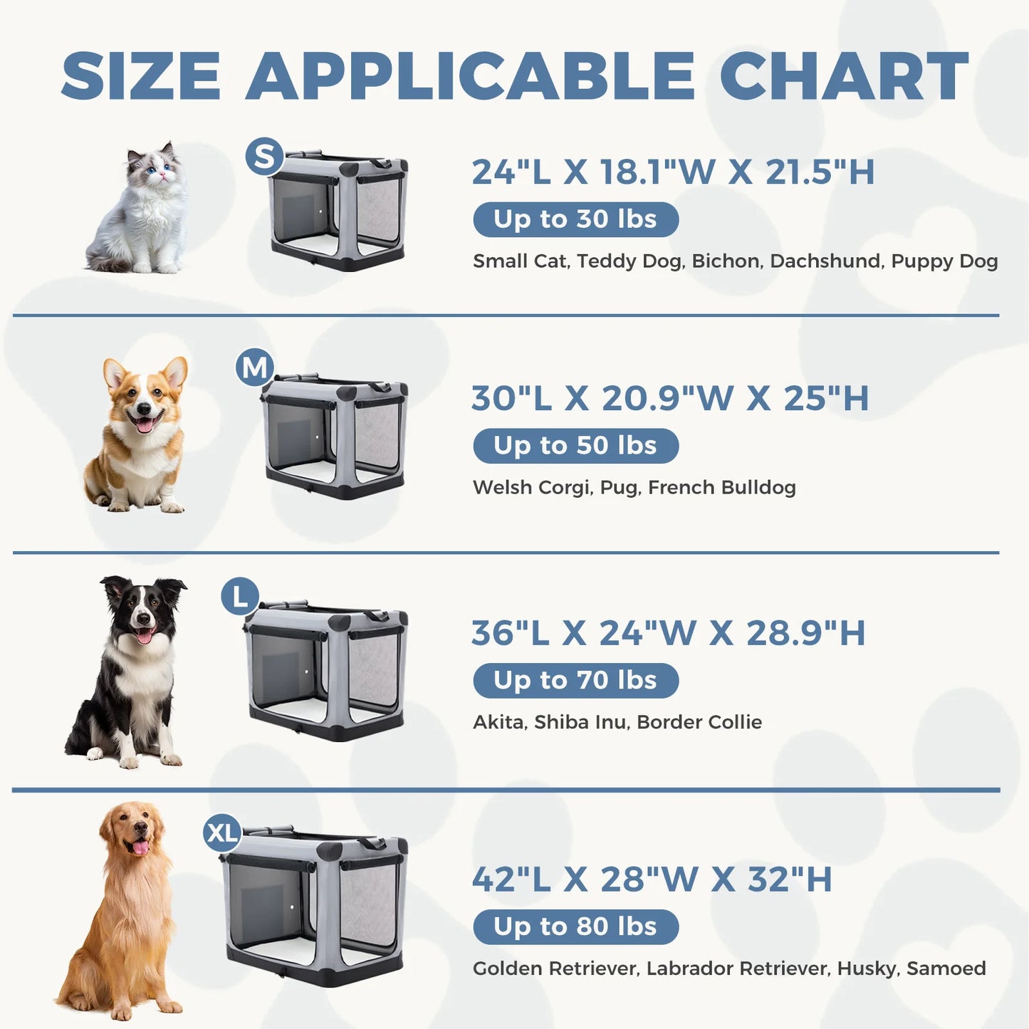 JHK 600D Oxford Fabric Foldable Soft Dog Crate With 3 Doors Indoor