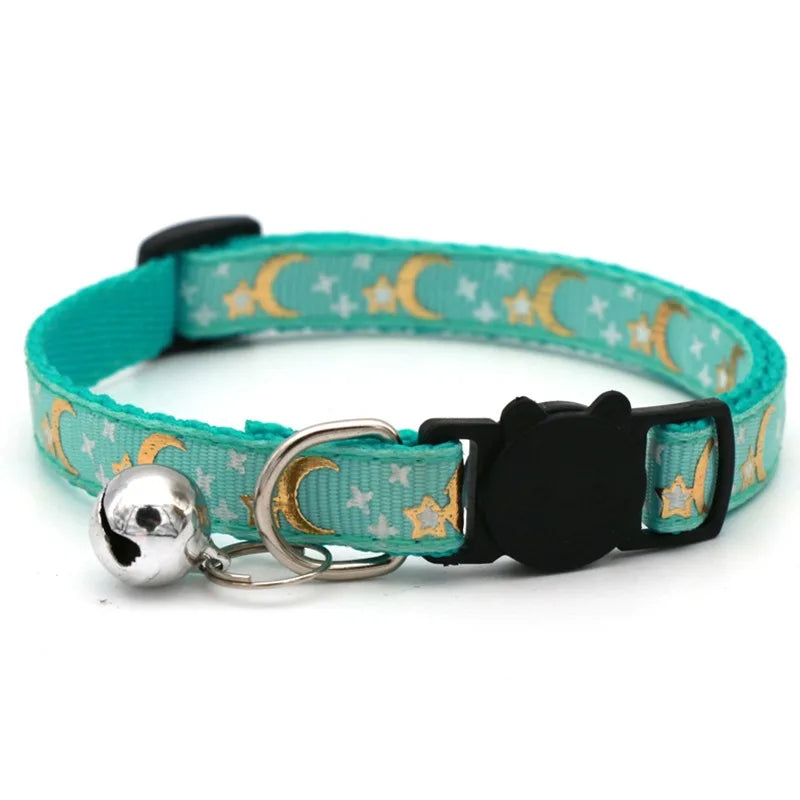 Pet Collar With Bell Cartoon Footprint Adjustable Safety For Dogs