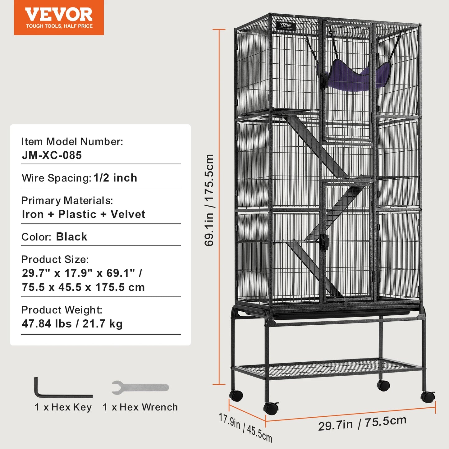 SucceBuy Large 4 Tier Rolling Metal Ferret Cage For Small Animals