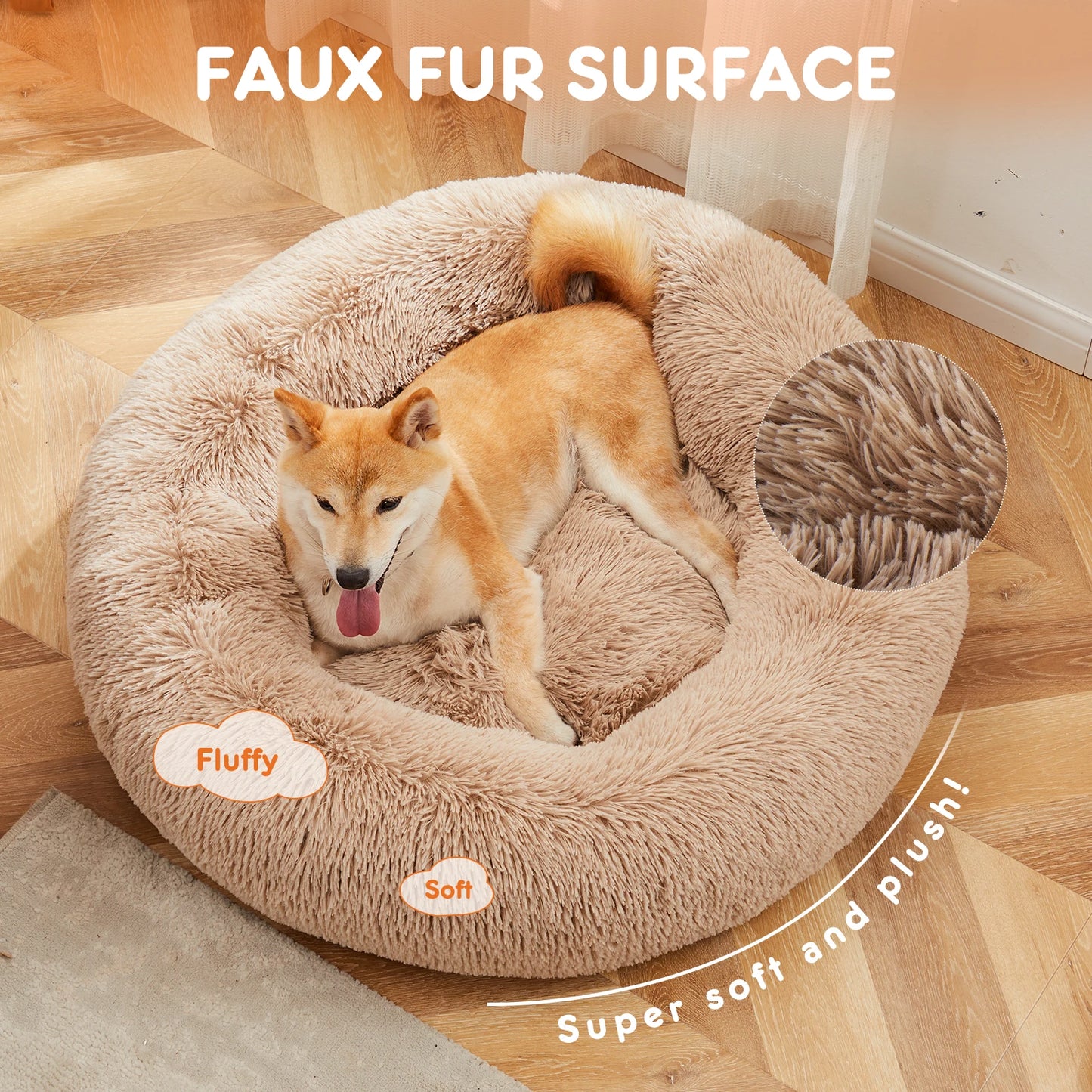 JHK Calming Dog Bed For Medium And Large Dogs Washable Anti Slip
