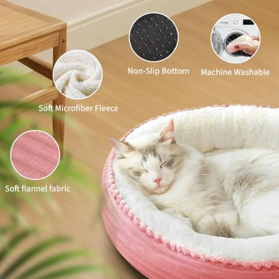 Washable Cat Bed For Indoor Cats With Anti Slip Bottom