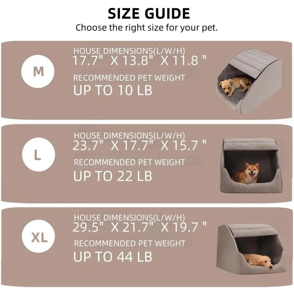 Memory Foam Plush Cave Dog Bed With Non Slip Bottom For Indoor Use