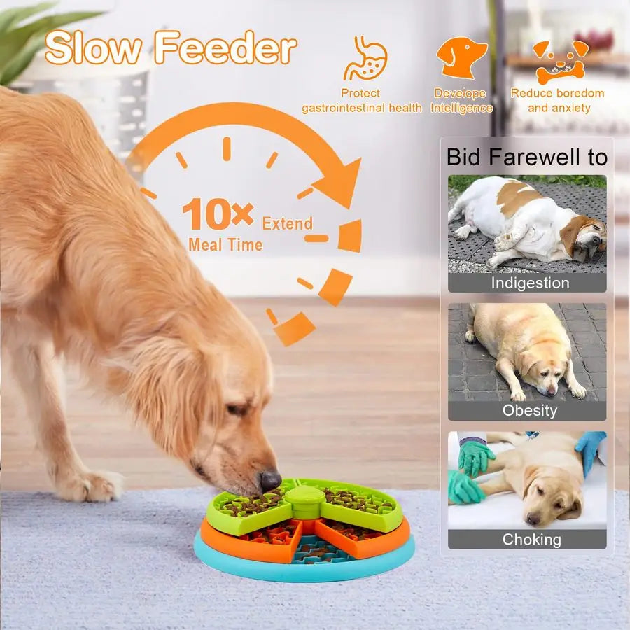 Three Layer Slow Feeding Wooden Dog Bowl Puzzle Feeder