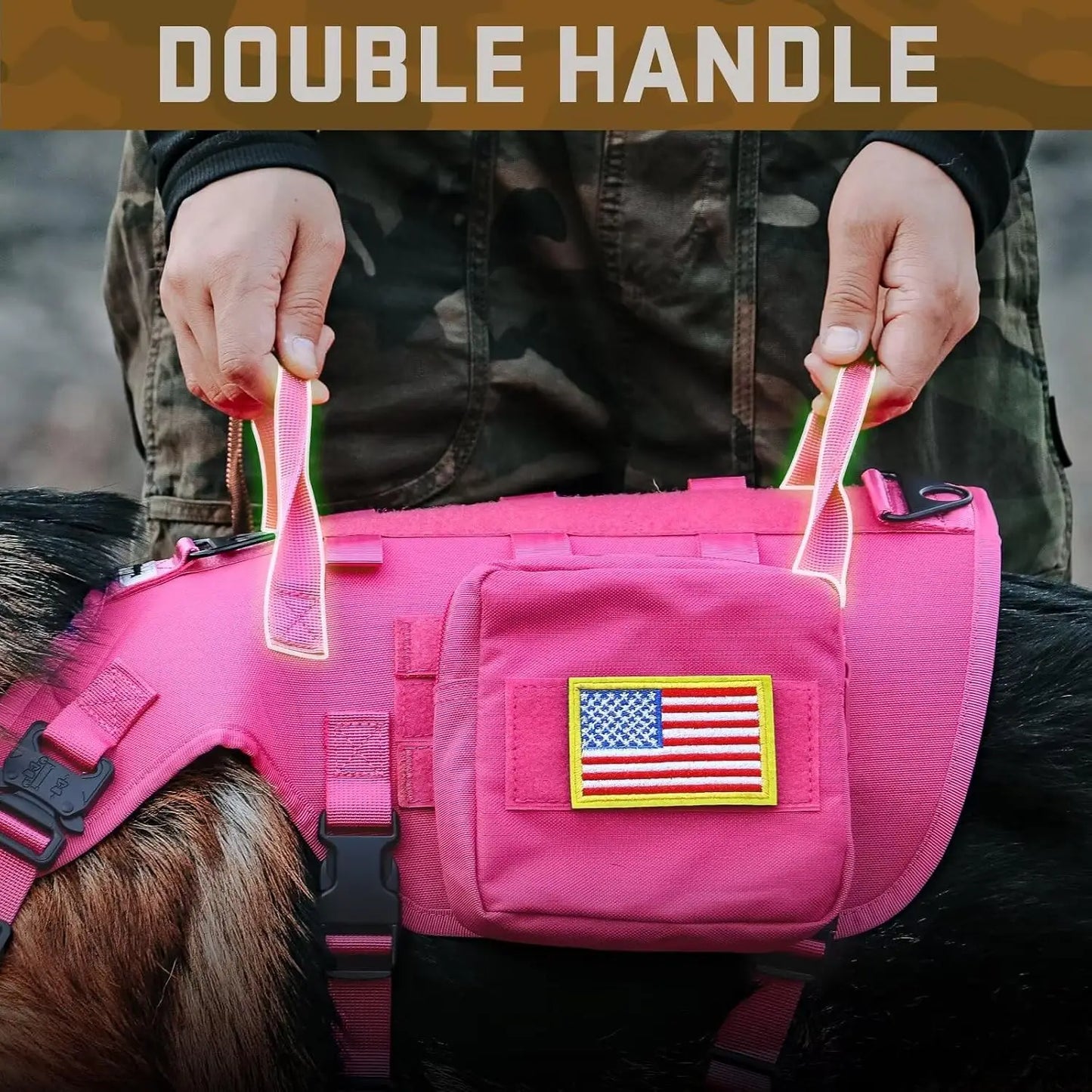 Tactical Dog Harness With Collar And Bungee Leash Set
