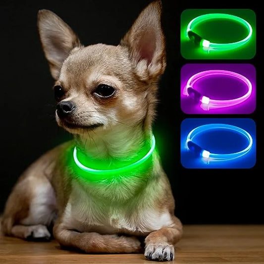 Light Up Dog Collar LED Glow TPU Rechargeable Pet Collar