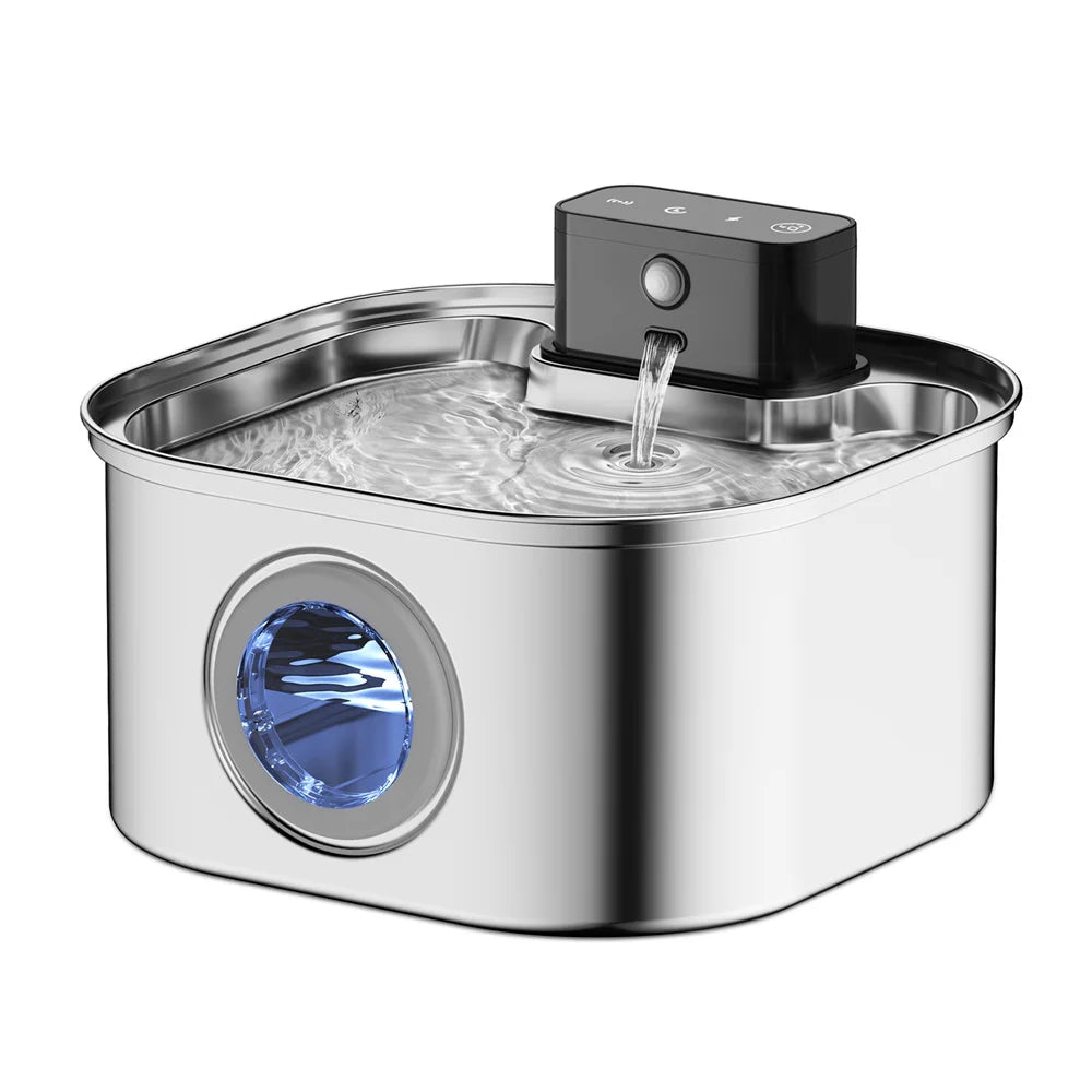 Weomg Rechargeable Stainless Steel Wireless Pet Water Fountain With Battery