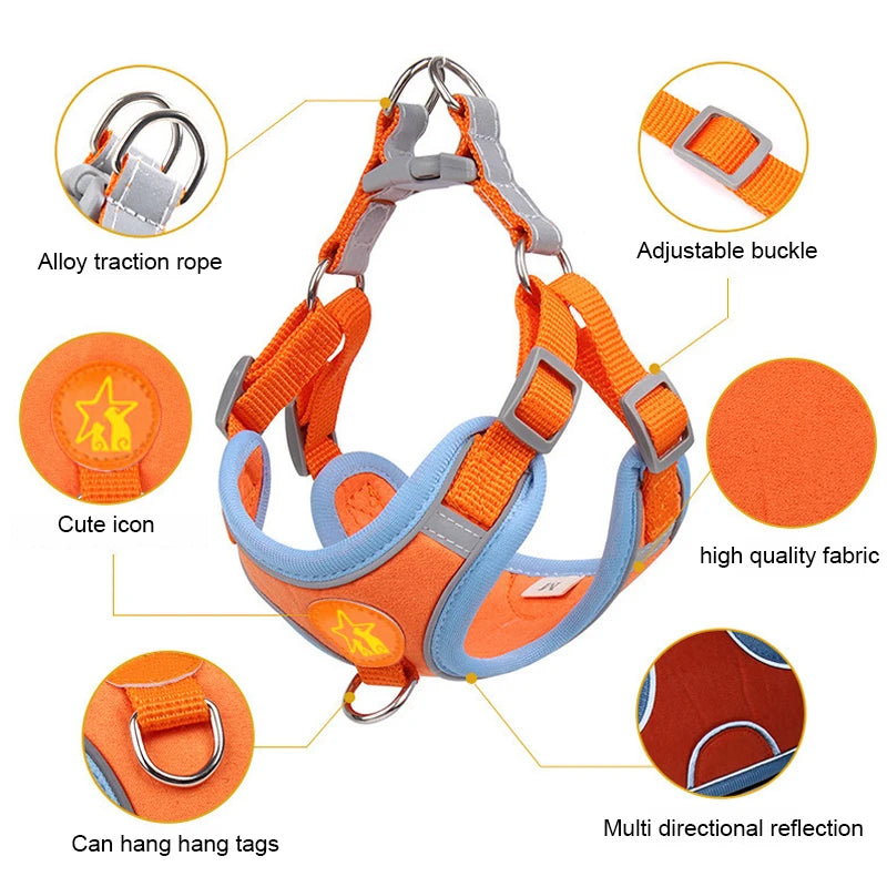 Nylon Reflective Dog Harness Vest Soft Mesh Breathable