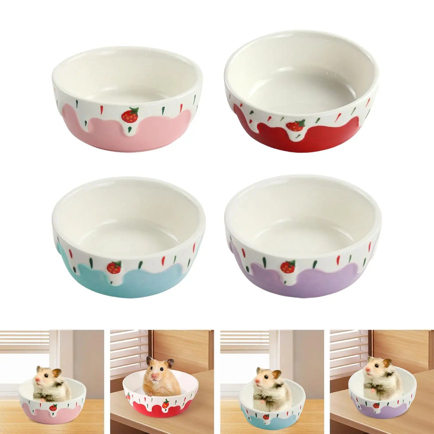 Ceramic Hamster Food Bowl Easy To Clean Portable Feeding Dish